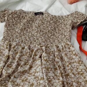 Stylish Kids Dress in Brown Floral Pattern